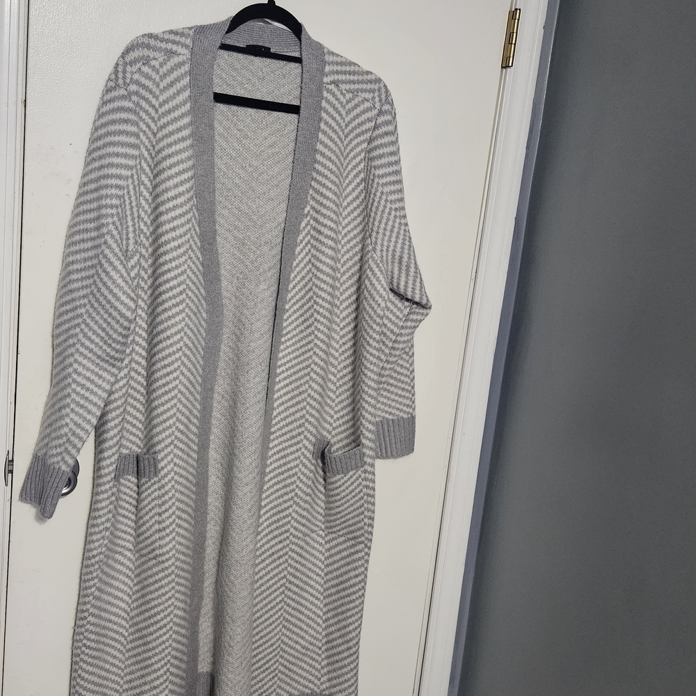 Torrid Gray and White Chevron Cardigan